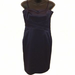 RW & Co. Midnight Blue Satin Strapless Sheath Dress- Sz. 6